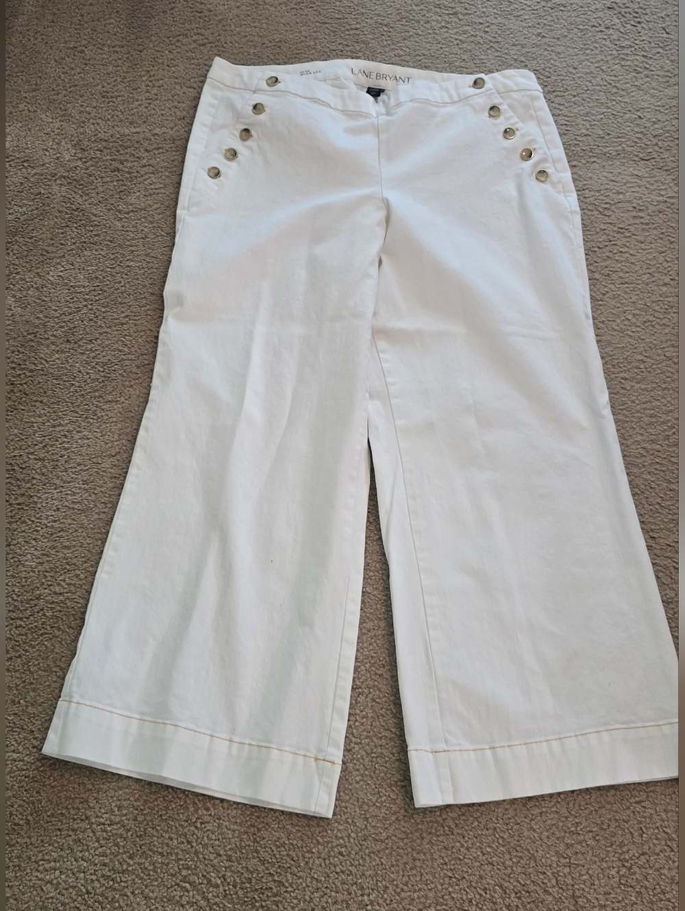 Lane Bryant White Wide Leg Sailor Pants/Jeans Mid Rise Size 22